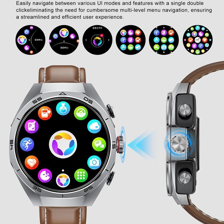 G97 1.53 inch Round Screen 2 in 1 Bluetooth Earphone Silicone Strap Smart Watch Supports Bluetooth Calls(Silver)