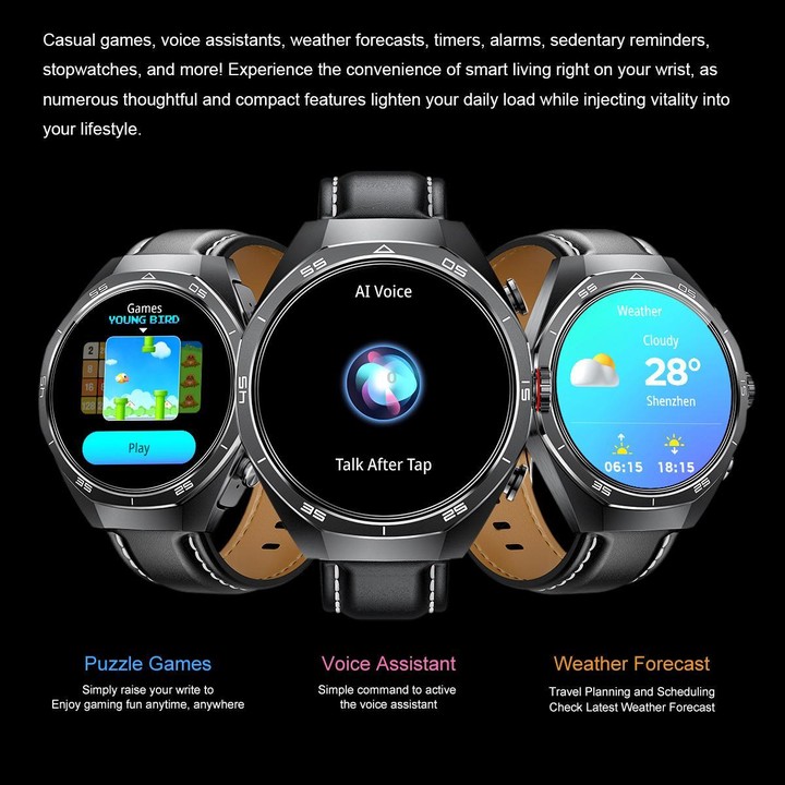 G97 1.53 inch Round Screen 2 in 1 Bluetooth Earphone Leather Strap Smart Watch Supports Bluetooth Calls(Black)