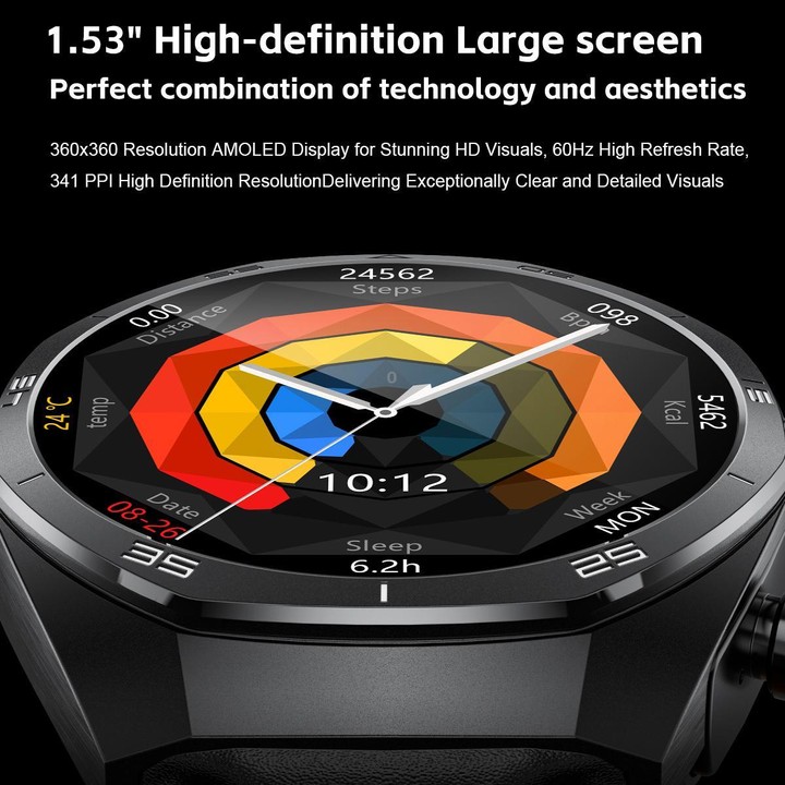 G97 1.53 inch Round Screen 2 in 1 Bluetooth Earphone Leather Strap Smart Watch Supports Bluetooth Calls(Black)