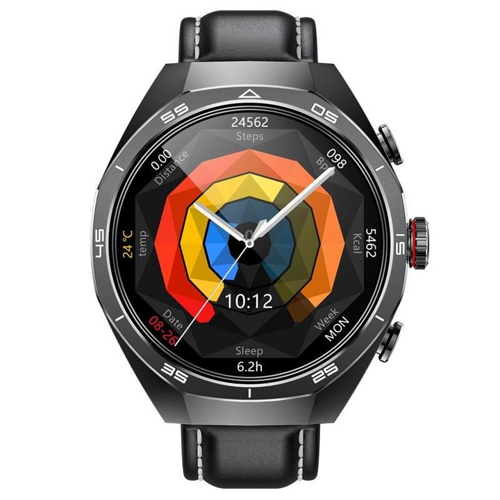 G97 1.53 inch Round Screen 2 in 1 Bluetooth Earphone Leather Strap Smart Watch Supports Bluetooth Calls(Black)