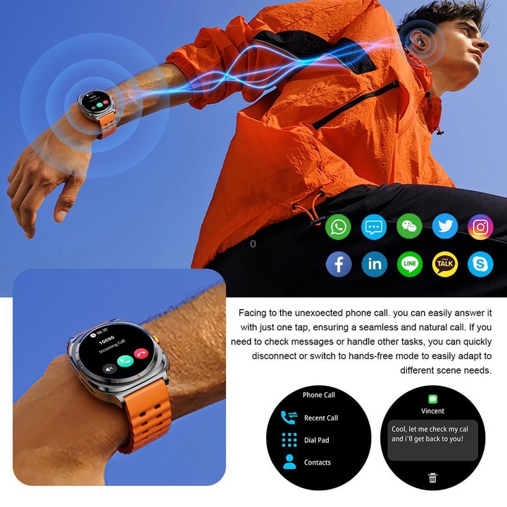 G98 1.53 inch 2 in 1 Bluetooth Headphone IP67 Waterproof Smart Watch Supports Blood Oxygen Monitoring(Black Orange)