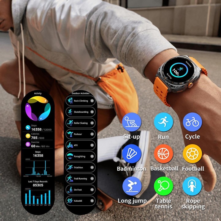 G98 1.53 inch 2 in 1 Bluetooth Headphone IP67 Waterproof Smart Watch Supports Blood Oxygen Monitoring(Silver Orange)