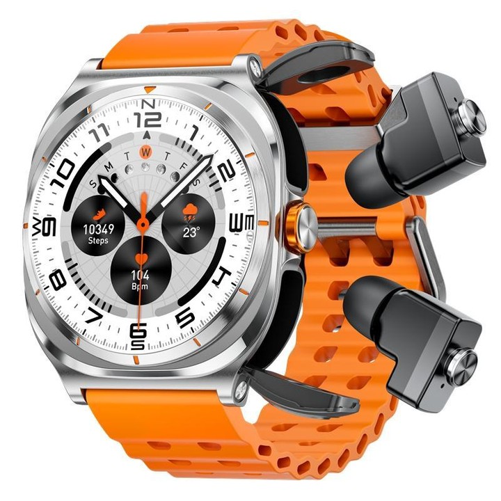 G98 1.53 inch 2 in 1 Bluetooth Headphone IP67 Waterproof Smart Watch Supports Blood Oxygen Monitoring(Silver Orange)