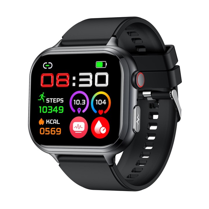 TK17 1.91 inch Horizontal Screen Silicone Strap Smart Watch Supports ECG Electrocardiogram(Black)