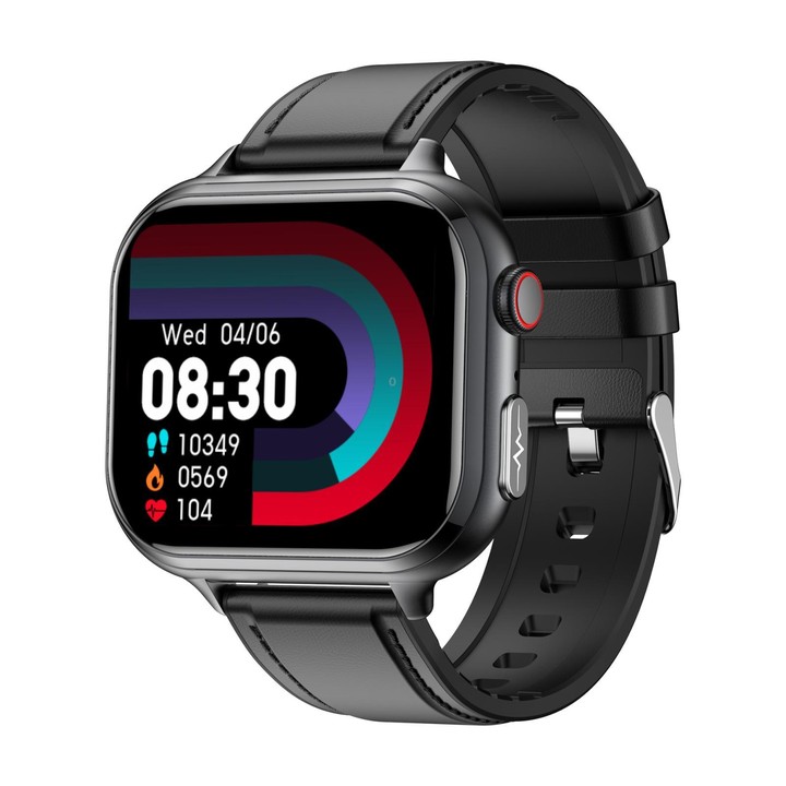 TK17 1.91 inch Horizontal Screen Leather Strap Smart Watch Supports ECG Electrocardiogram(Black)