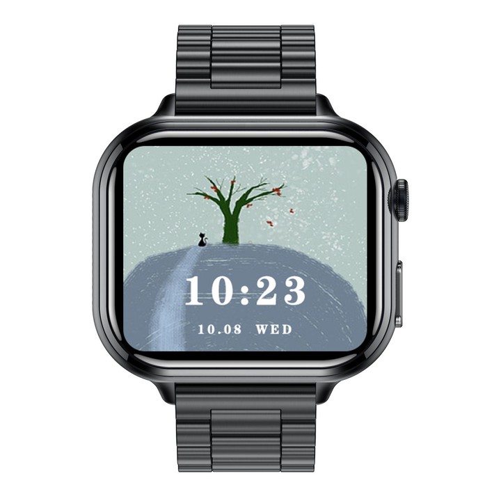 TK17 1.91 inch Horizontal Screen Steel Strap Smart Watch Supports ECG Electrocardiogram(Black)