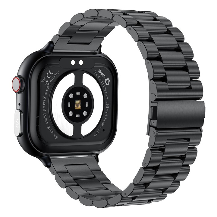 TK17 1.91 inch Horizontal Screen Steel Strap Smart Watch Supports ECG Electrocardiogram(Black)