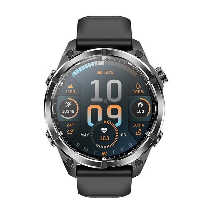 HD300 1.43 inch AMOLED Screen Silicone Strap Sports Smart Watch Supports Blood Oxygen Detection(Black)
