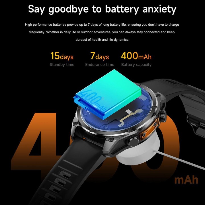 HD300 1.43 inch AMOLED Screen Dual Straps Sports Smart Watch Supports Blood Oxygen Detection(Orange Silicone Strap + Silver Stee