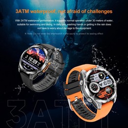 HD300 1.43 inch AMOLED Screen Dual Straps Sports Smart Watch Supports Blood Oxygen Detection(Orange Silicone Strap + Silver Stee