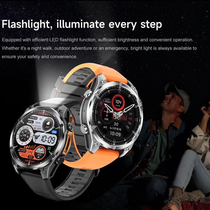 HD300 1.43 inch AMOLED Screen Dual Straps Sports Smart Watch Supports Blood Oxygen Detection(Orange Silicone Strap + Silver Stee