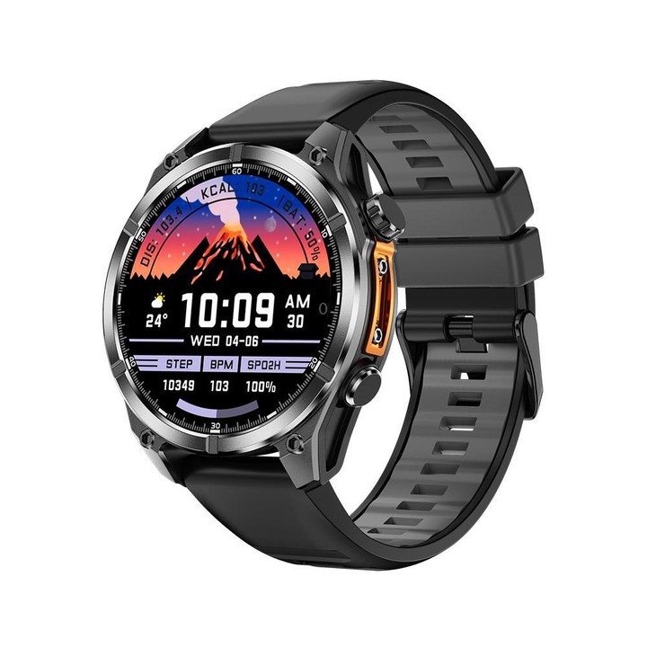 HD300 1.43 inch AMOLED Screen Dual Straps Sports Smart Watch Supports Blood Oxygen Detection(Black Silicone Strap + Black Steel