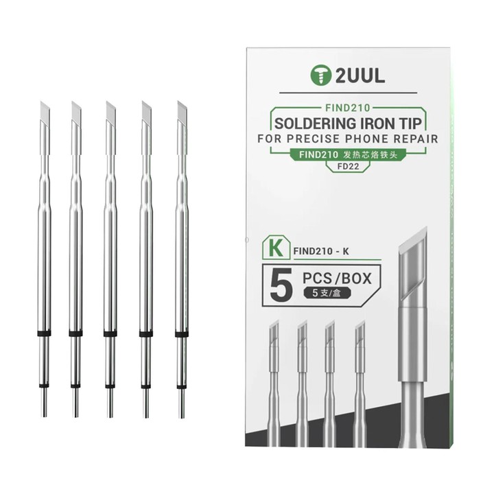 2uul 5 in 1 Soldering Iron Tips for Most C210 Soldering Station, Model:FD22 K