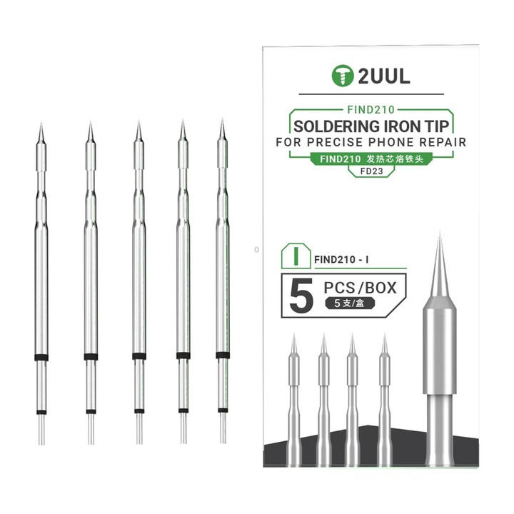 2uul 5 in 1 Soldering Iron Tips for Most C210 Soldering Station, Model:FD23 I