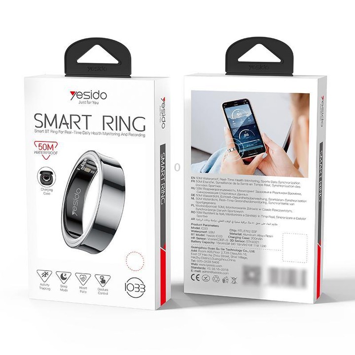 Yesido IO33 Health Monitor Smart Ring, Support Body Temperature / Heart Rate / Blood Pressure / Female Physiological Reminder, S