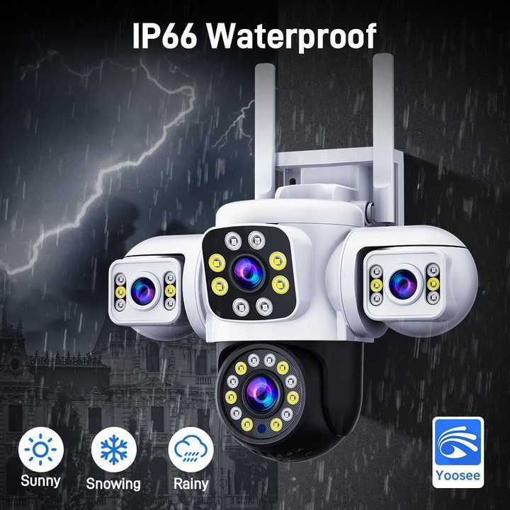 2MP HD 360 Degree Panorama 3 Lens IP66 Waterproof Wireless WiFi Camera, Memory:15 Days Memory Card(EU Plug)