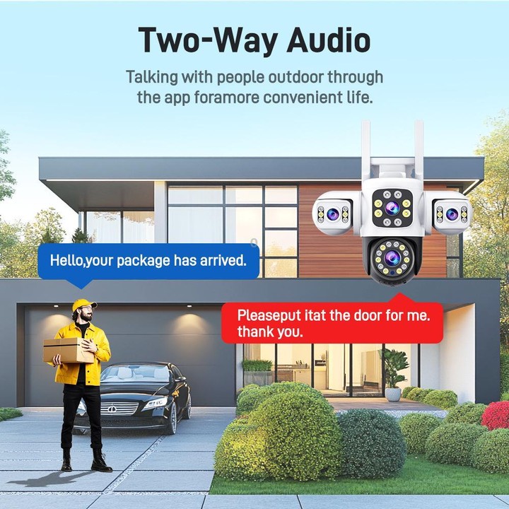 2MP HD 360 Degree Panorama 3 Lens IP66 Waterproof Wireless WiFi Camera, Memory:30 Days Memory Card(US Plug)