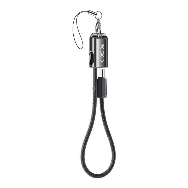 Yesido CA177 Portable Strip PD60W Type-C to Type-C Zinc Alloy Data Cable, Length: 20cm(Black)