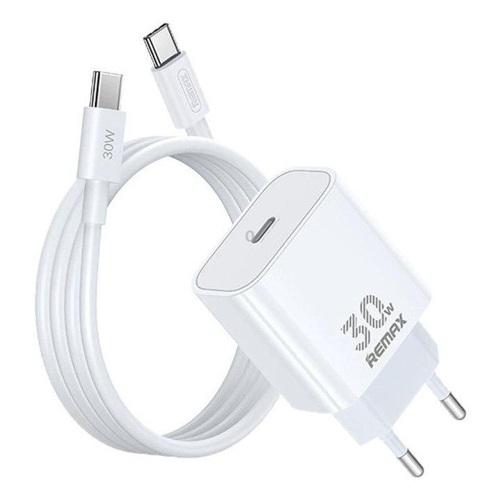 REMAX RP-U71 30W Type-C All-compatible GaN Charger with Data Cable, Plug:EU Plug(White)