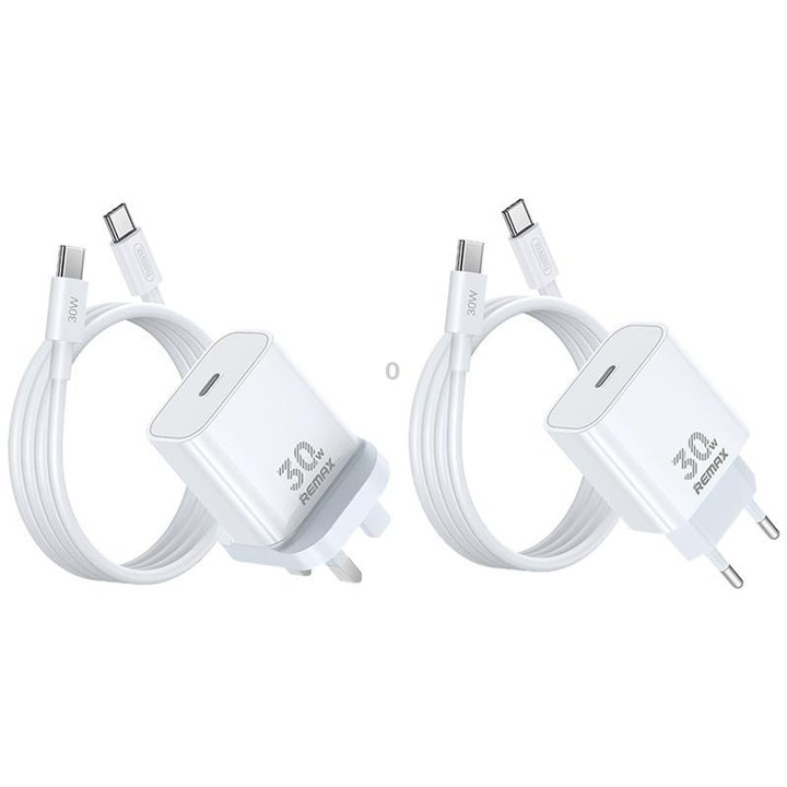 REMAX RP-U71 30W Type-C All-compatible GaN Charger with Data Cable, Plug:EU Plug(White)