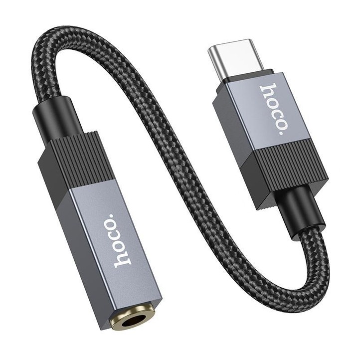 hoco UPA32C USB-C / Type-C to 3.5mm Female Clever Digital Audio Converter, Length:15cm(Black)