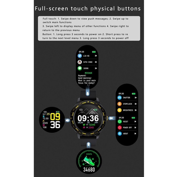 S18 1.3 inch TFT Screen IP67 Waterproof Smart Watch Bracelet, Support Sleep Monitor / Heart Rate Monitor / Blood Pressure Monito