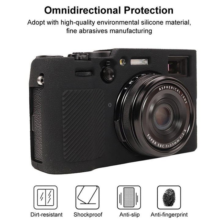 For FUJIFILM X100VI Litchi Texture Soft Silicone Protective Case(Black)