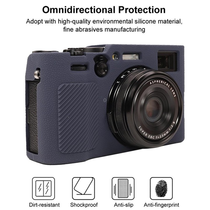 For FUJIFILM X100VI Litchi Texture Soft Silicone Protective Case(Dark Blue)