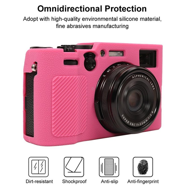 For FUJIFILM X100VI Litchi Texture Soft Silicone Protective Case(Rose Red)
