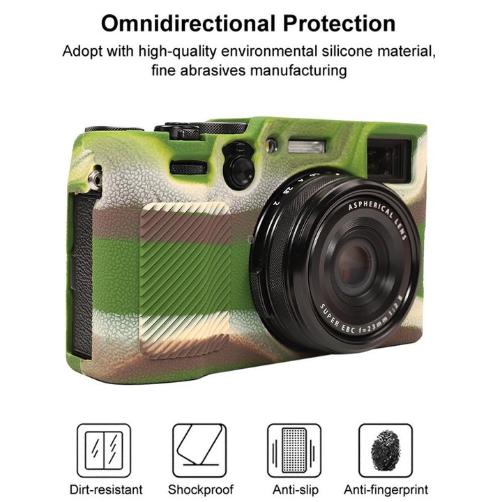 For FUJIFILM X100VI Litchi Texture Soft Silicone Protective Case(Camouflage)
