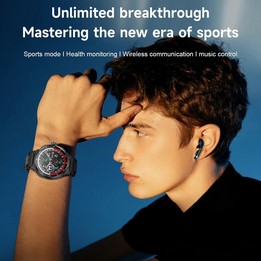 D11 1.46 inch 2 in 1 Bluetooth Earphone Smart Watch, Support Bluetooth Call / NFC / Heart Rate(Black)