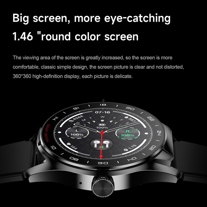 D9 1.46 inch 2 in 1 Bluetooth Earphone Smart Watch, Support Bluetooth Call / NFC / Heart Rate(Black)