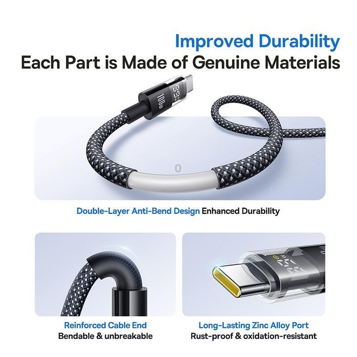 Baseus Display 100W Type-C to Type-C Fast Charging Cable, Length:1m(Black)