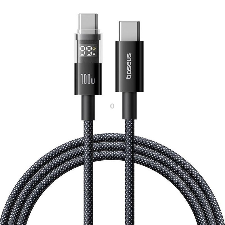 Baseus Display 100W Type-C to Type-C Fast Charging Cable, Length:1m(Black)