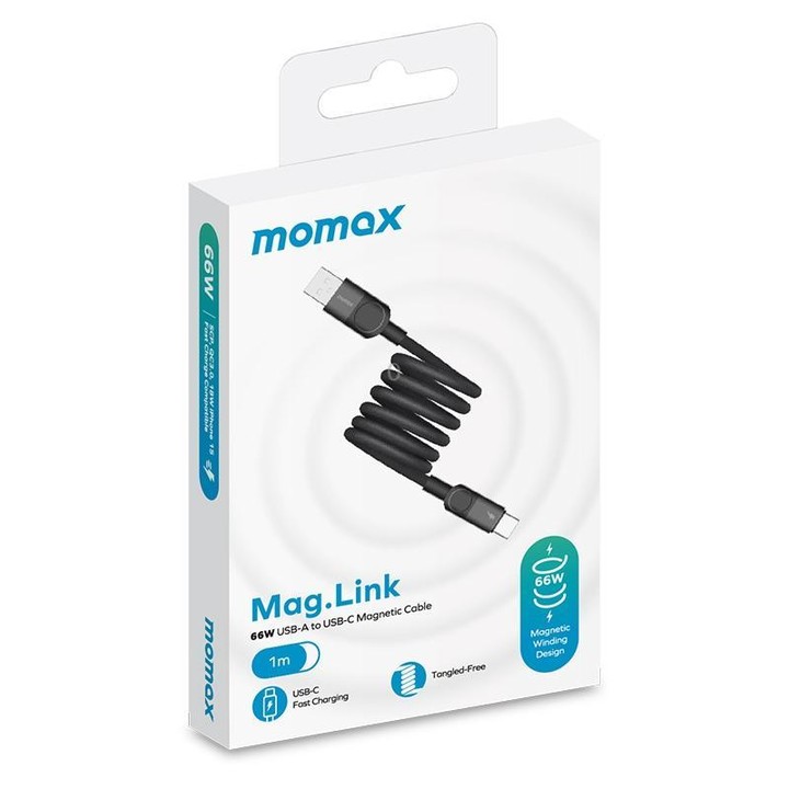 MOMAX Mag.Link DA57 66W USB to USB-C / Type-C Magnetic Braided Fast Charging Cable, Length:1m(Black)