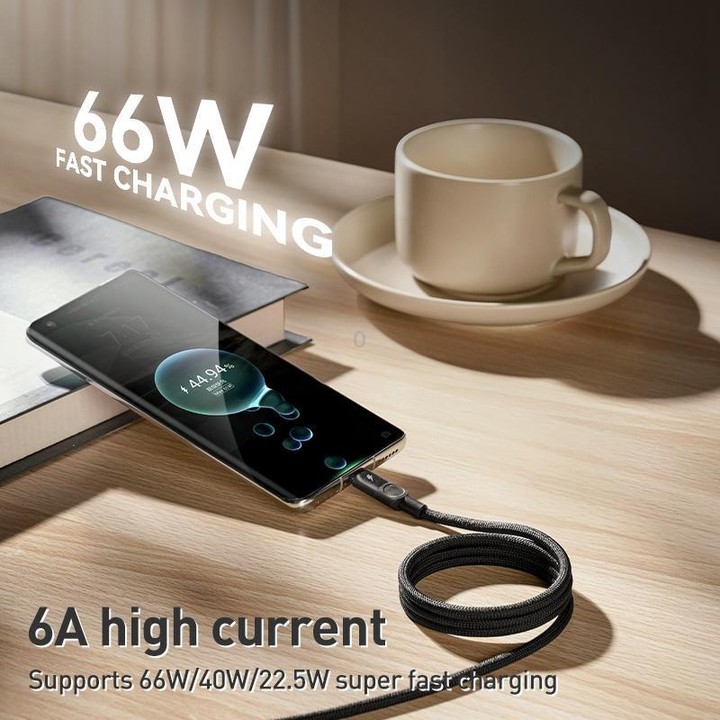 MOMAX Mag.Link DA57 66W USB to USB-C / Type-C Magnetic Braided Fast Charging Cable, Length:1m(Black)