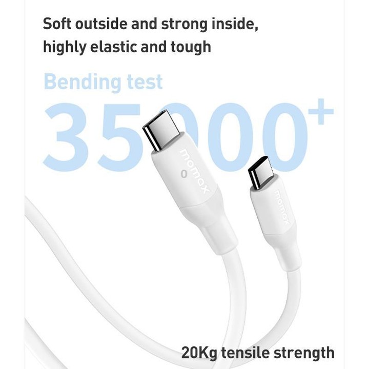 MOMAX DC23 1-Link Flow CC X 60W USB-C / Type-C to USB-C / Type-C Fast Charging Cable, Length:1.2m(White)