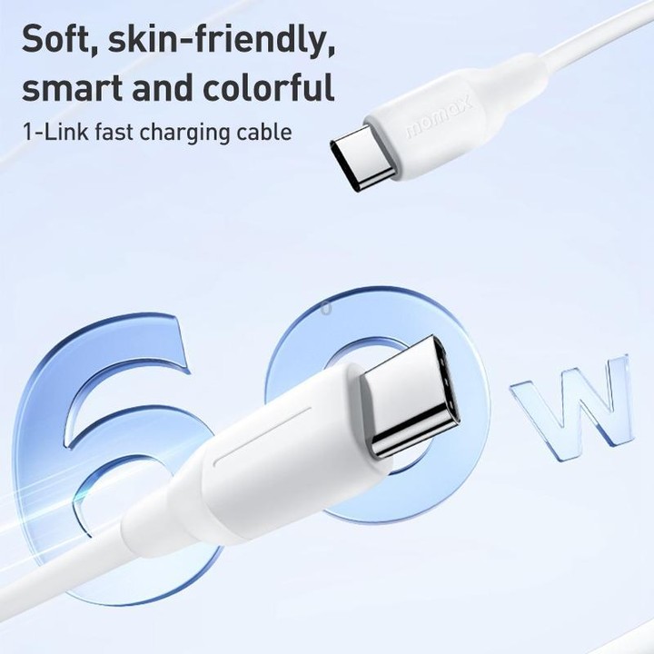 MOMAX DC23 1-Link Flow CC X 60W USB-C / Type-C to USB-C / Type-C Fast Charging Cable, Length:1.2m(White)