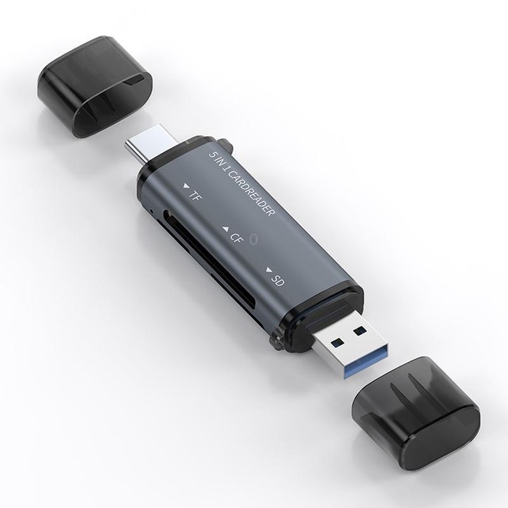 ADS-318 Type-C 5 in 1 Multi-Function Card Reader(Grey)