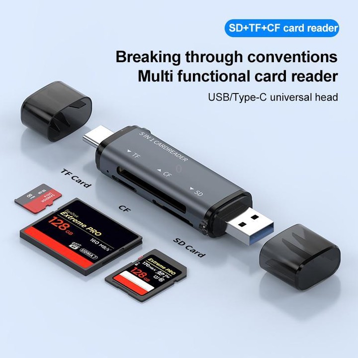 ADS-318 Type-C 5 in 1 Multi-Function Card Reader(Grey)