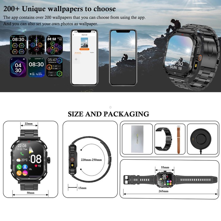 LF37 2.1 inch BT Call Smart Watch, Support Blood Oxygen / Heart Rate / Female Menstrual(Black Steel)