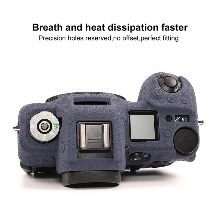 For Nikon Z6III Litchi Texture Soft Silicone Protective Case(Dark Blue)