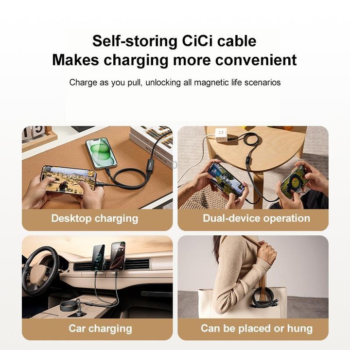 MOMAX DC85D Mag.Link 100W Type-C to Type-C 2 in 1 Magnetic Braided Data Cable, Length:1.5m(Black)