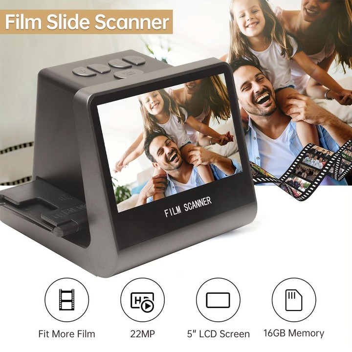 Tonivent TON170 14 Mega Pixels 5 inch HD Screen Film Scanner, Plug:AU Plug(Black)