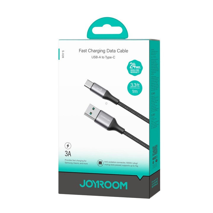 JOYROOM S-A28 Flash Series 480Mbps Fast Charging Data Cable, USB to Type-C Cable, Length: 1m(Black)