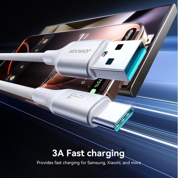 JOYROOM S-A28 Flash Series 480Mbps Fast Charging Data Cable, USB to Type-C Cable, Length: 1m(White)