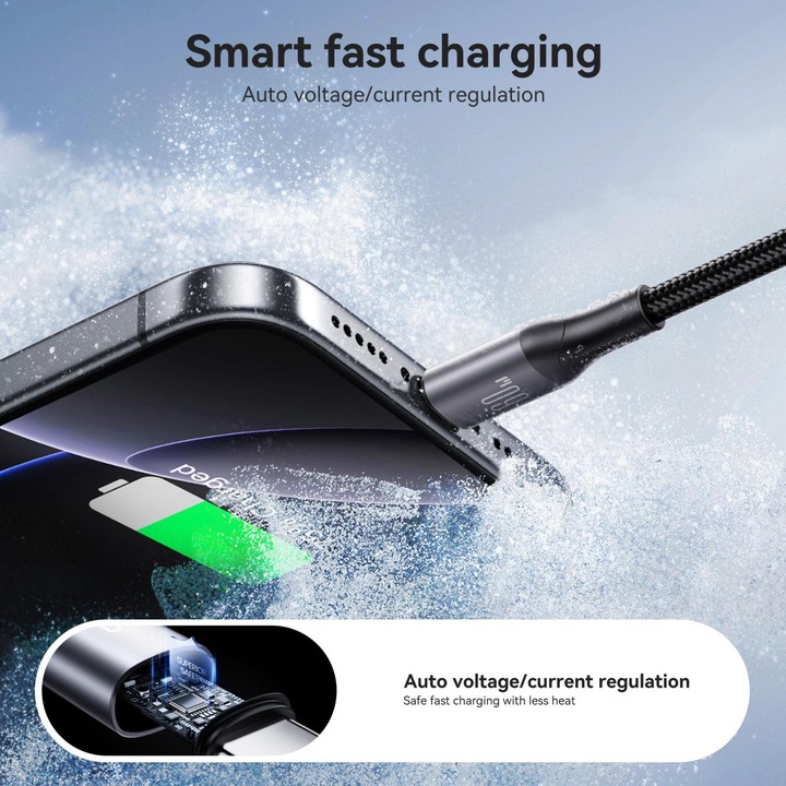 JOYROOM S-A28 Flash Series 60W 480Mbps Fast Charging Data Cable, Type-C to Type-C Cable, Length: 2m(Black)