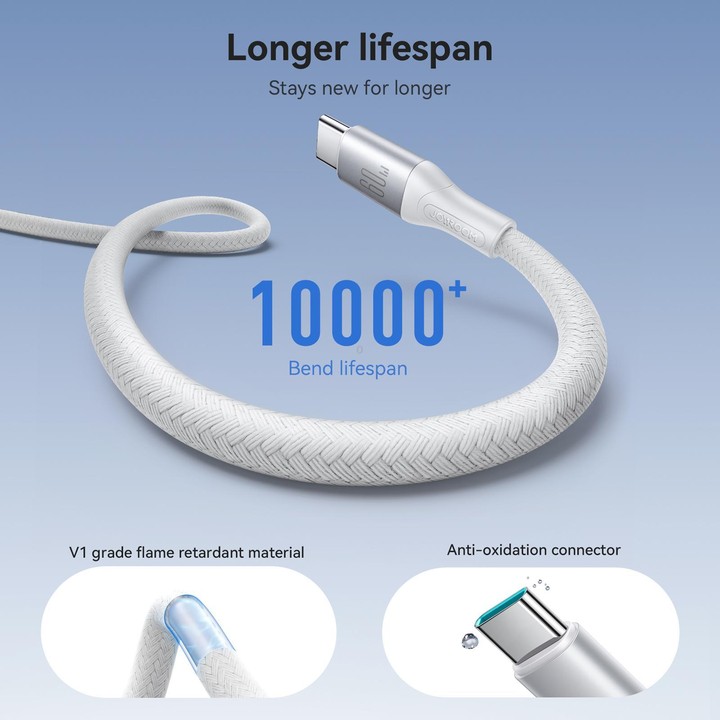 JOYROOM S-A28 Flash Series 60W 480Mbps Fast Charging Data Cable, Type-C to Type-C Cable, Length: 2m(White)
