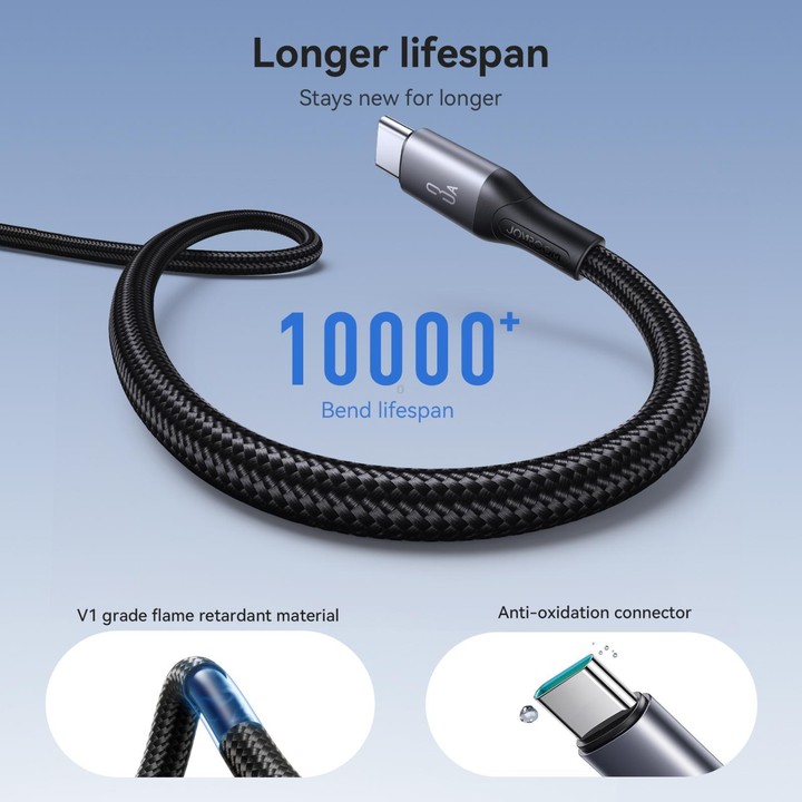 JOYROOM S-A28 Flash Series 60W 480Mbps Fast Charging Data Cable, USB to Type-C Cable, Length: 2m(Black)