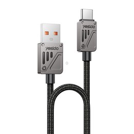 Yesido CA135C 18W 3A USB to USB-C / Type-C Zinc Alloy Data Cable, Length:1.2m(Black)